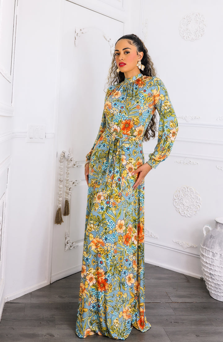 Boho Bloom Maxi Dress - Floral Long Sleeve