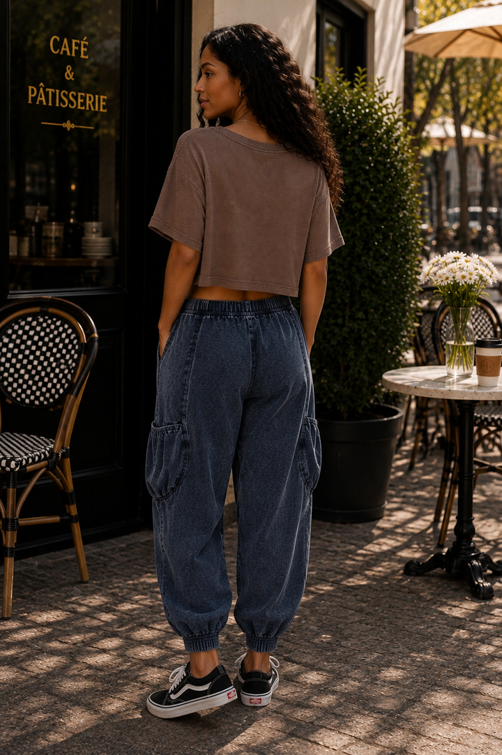 Harper Waffle Knit V-Neck Pocket Top