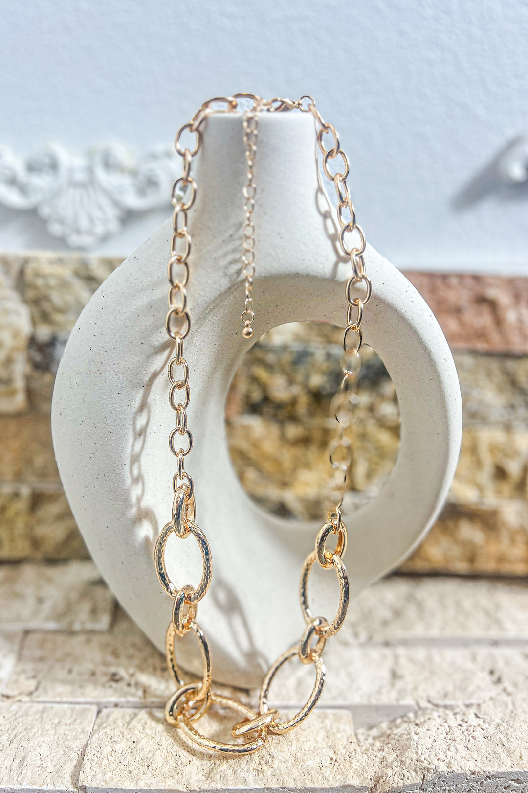 Hammered Chunky Link Chain Necklace