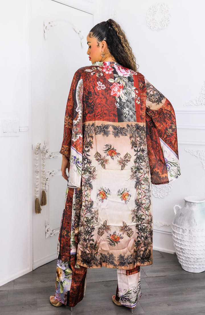 Golden Hour Boho Luxe Kimono Set – Printed Duster & Wide-Leg Pants