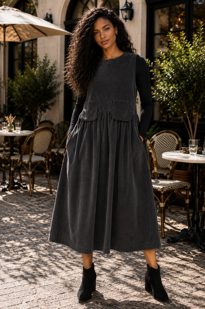 Corduroy Pocket Midi Dress
