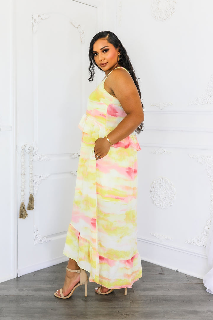 Ruffle High Low Maxi Dress