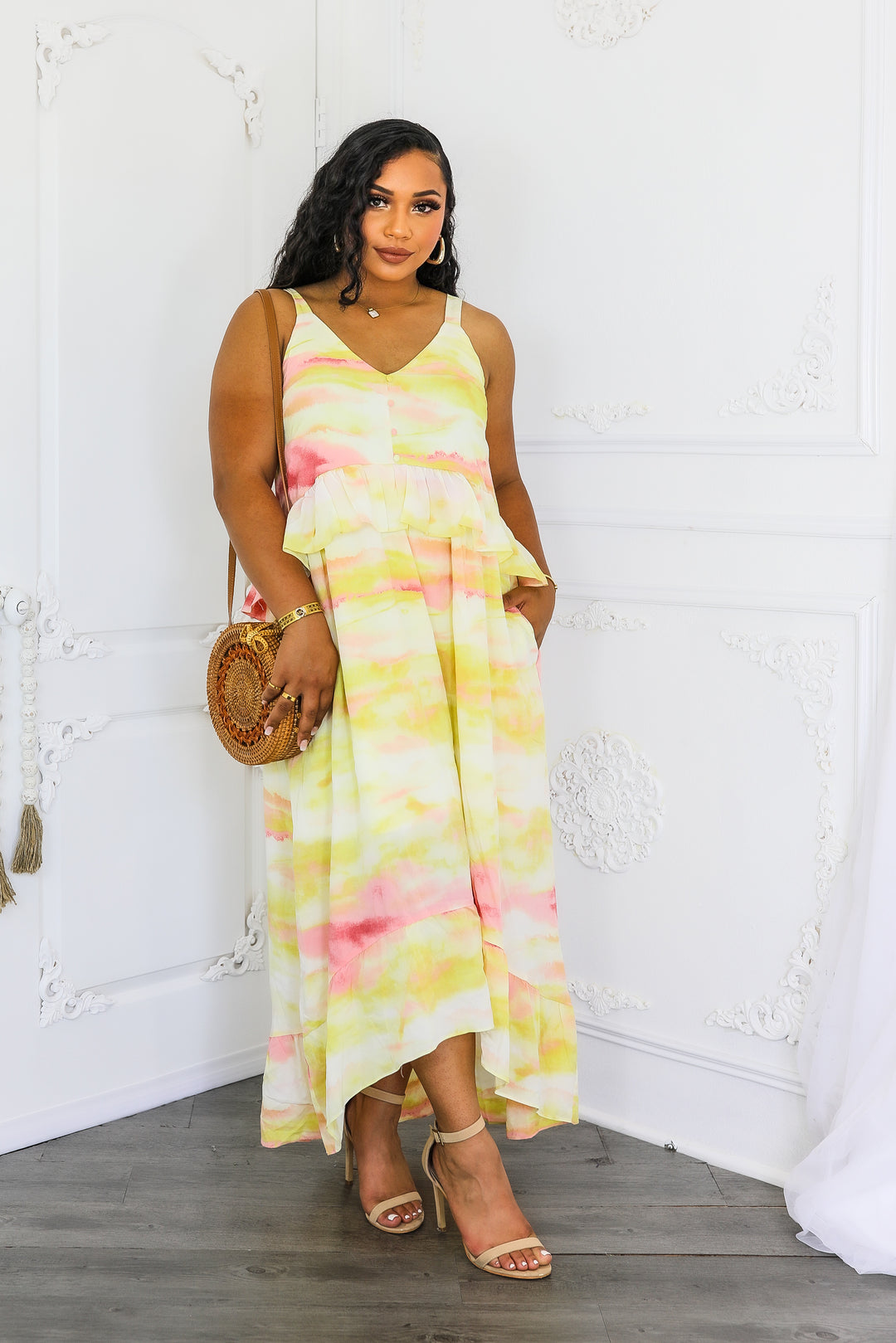 Ruffle High Low Maxi Dress