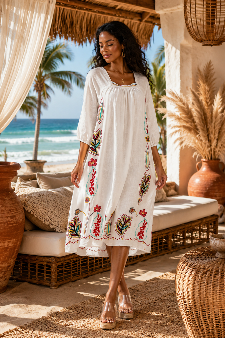 The Mosaic Embroidered Midi Dress