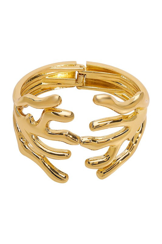Bold Coral Cutout Metal Bangle Bracelet - Gold or Silver