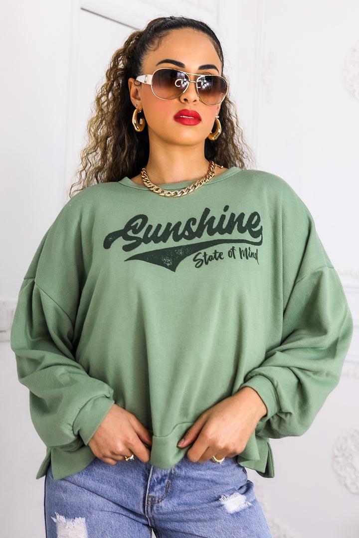 Sunshine State of Mind Oversized Sweatshirt – Sage Green