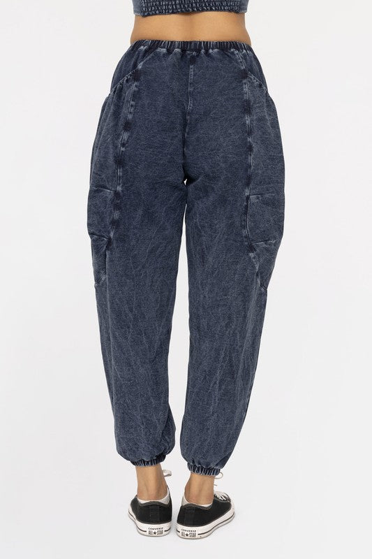 Harlow Mineral Wash Balloon Cargo Pants
