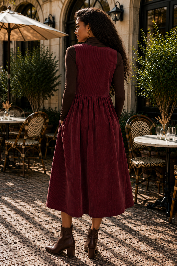 Corduroy Pocket Midi Dress