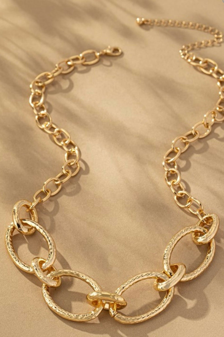 Hammered Chunky Link Chain Necklace