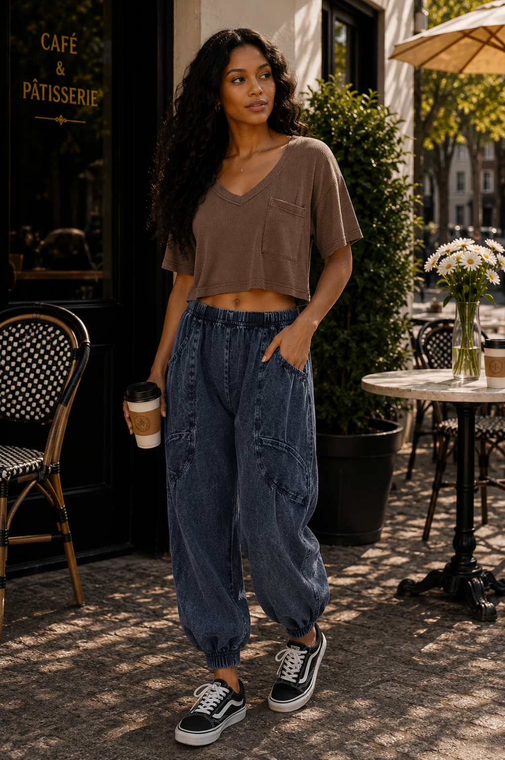 Harlow Mineral Wash Balloon Cargo Pants