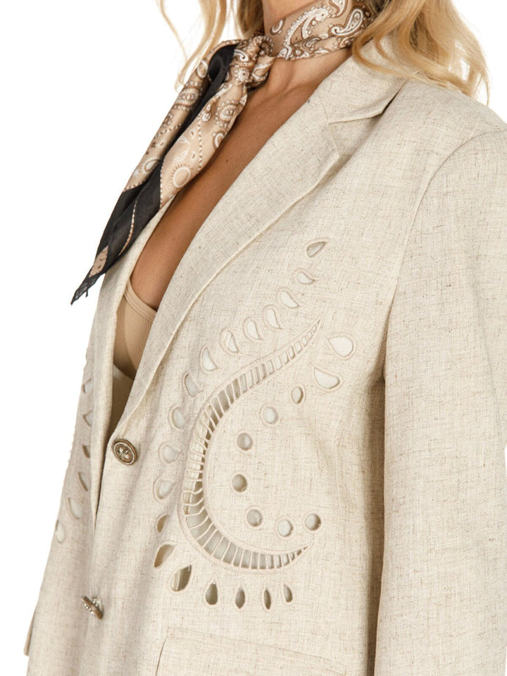 Paisley Cutwork Linen Blend Blazer