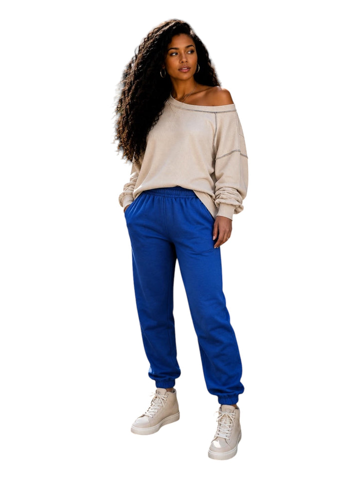 Soft Fleece Jogger Pants with Elastic Waist & Cuffed Ankles