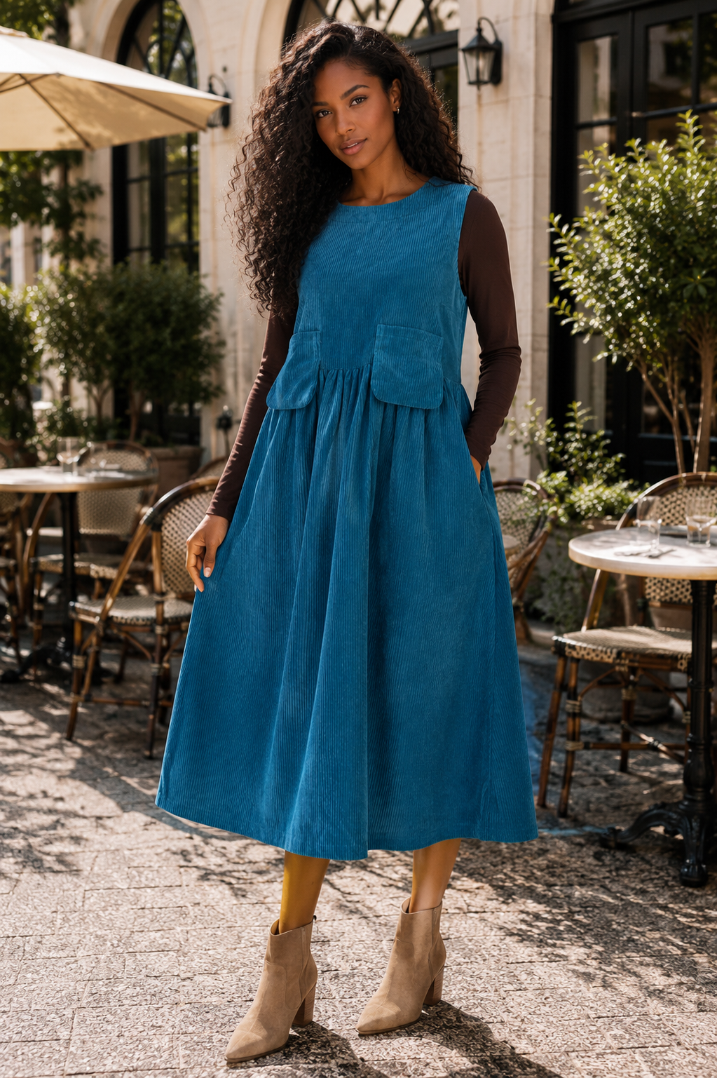 Corduroy Pocket Midi Dress
