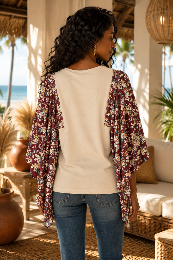 Floral Kimono Sleeve Top | Boho Boutique Blouse