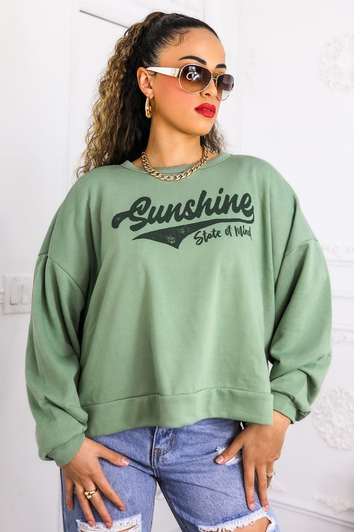 Sunshine State of Mind Oversized Sweatshirt – Sage Green