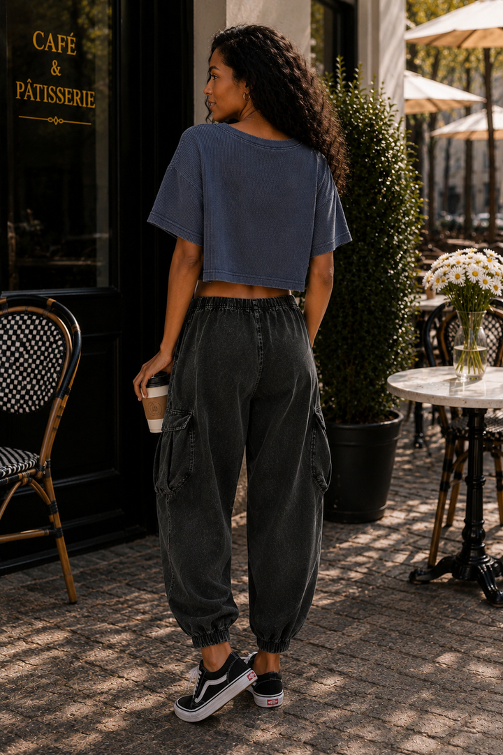 Harper Waffle Knit V-Neck Pocket Top