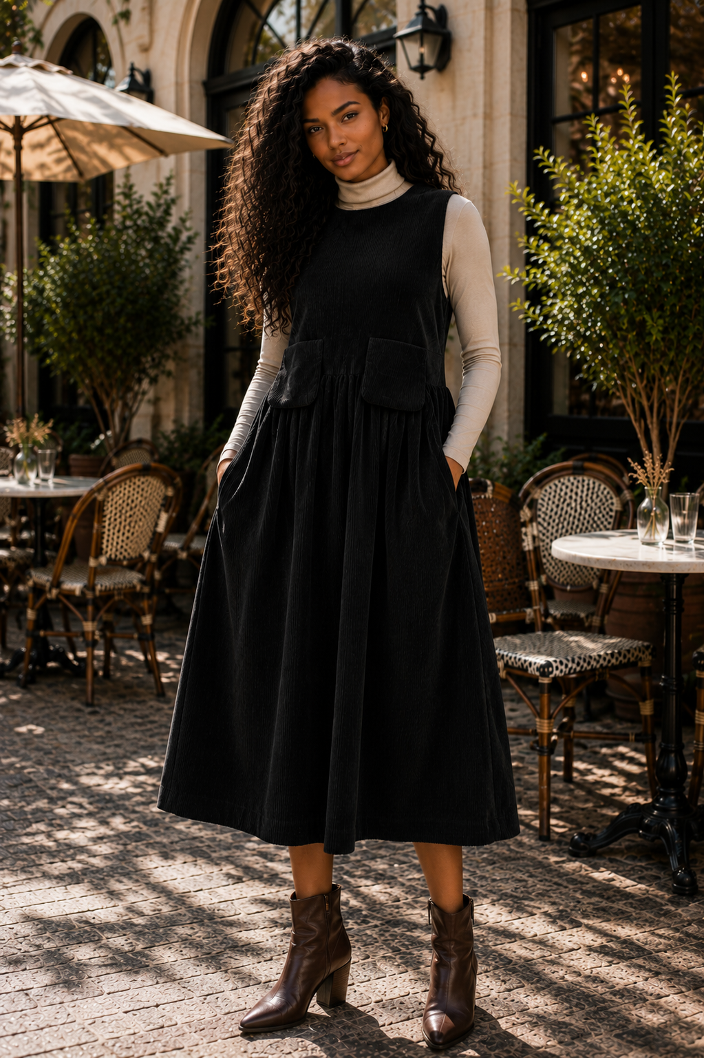 Corduroy Pocket Midi Dress