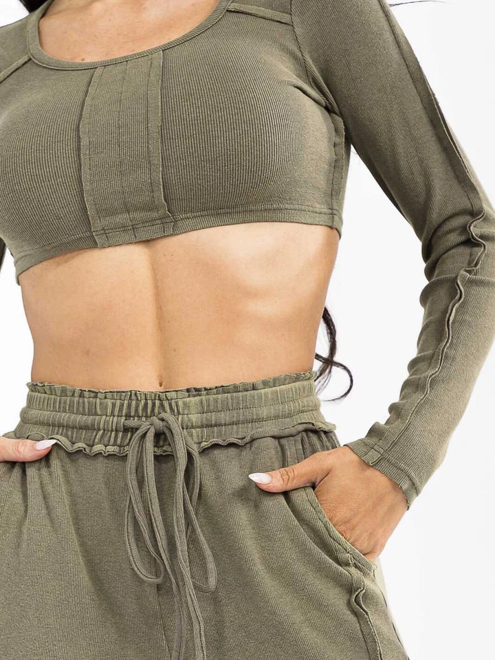 Sloane Mineral Wash Crop Top & Wide-Leg Pants Set