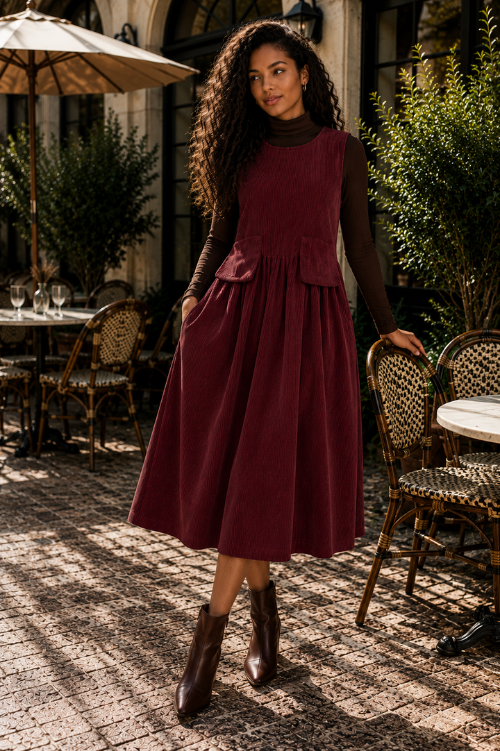 Corduroy Pocket Midi Dress