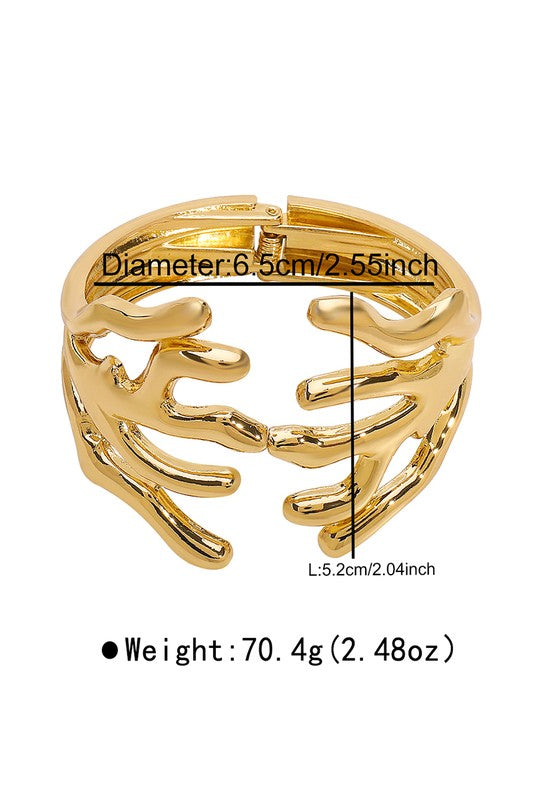Bold Coral Cutout Metal Bangle Bracelet - Gold or Silver