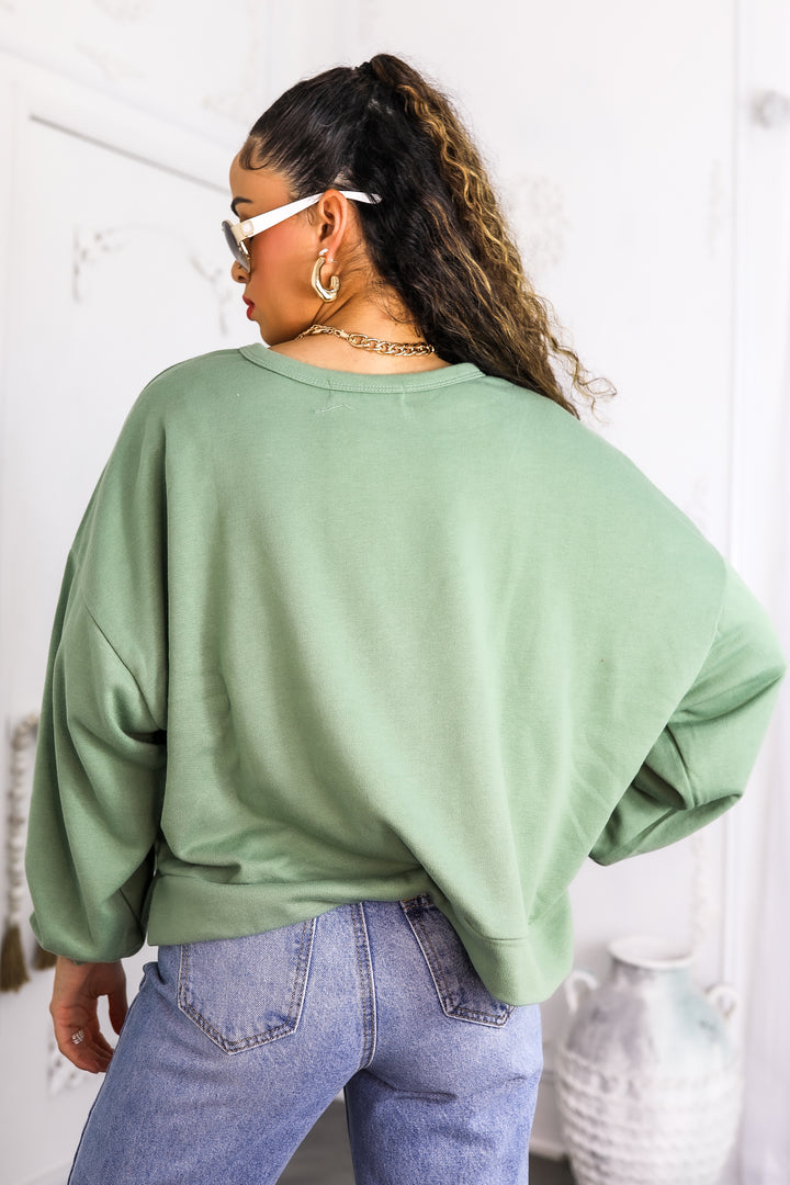 Sunshine State of Mind Oversized Sweatshirt – Sage Green