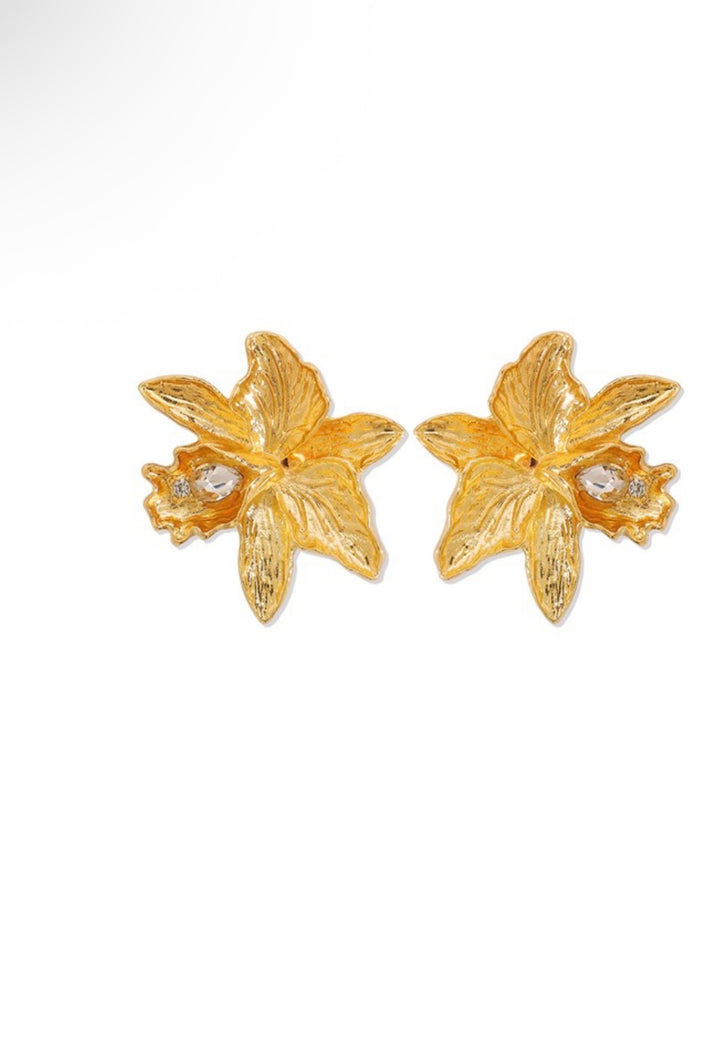 Orchid Bloom Zirconia Statement Earrings – Gold or Silver