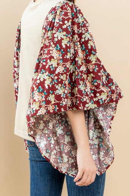 Floral Kimono Sleeve Top | Boho Boutique Blouse