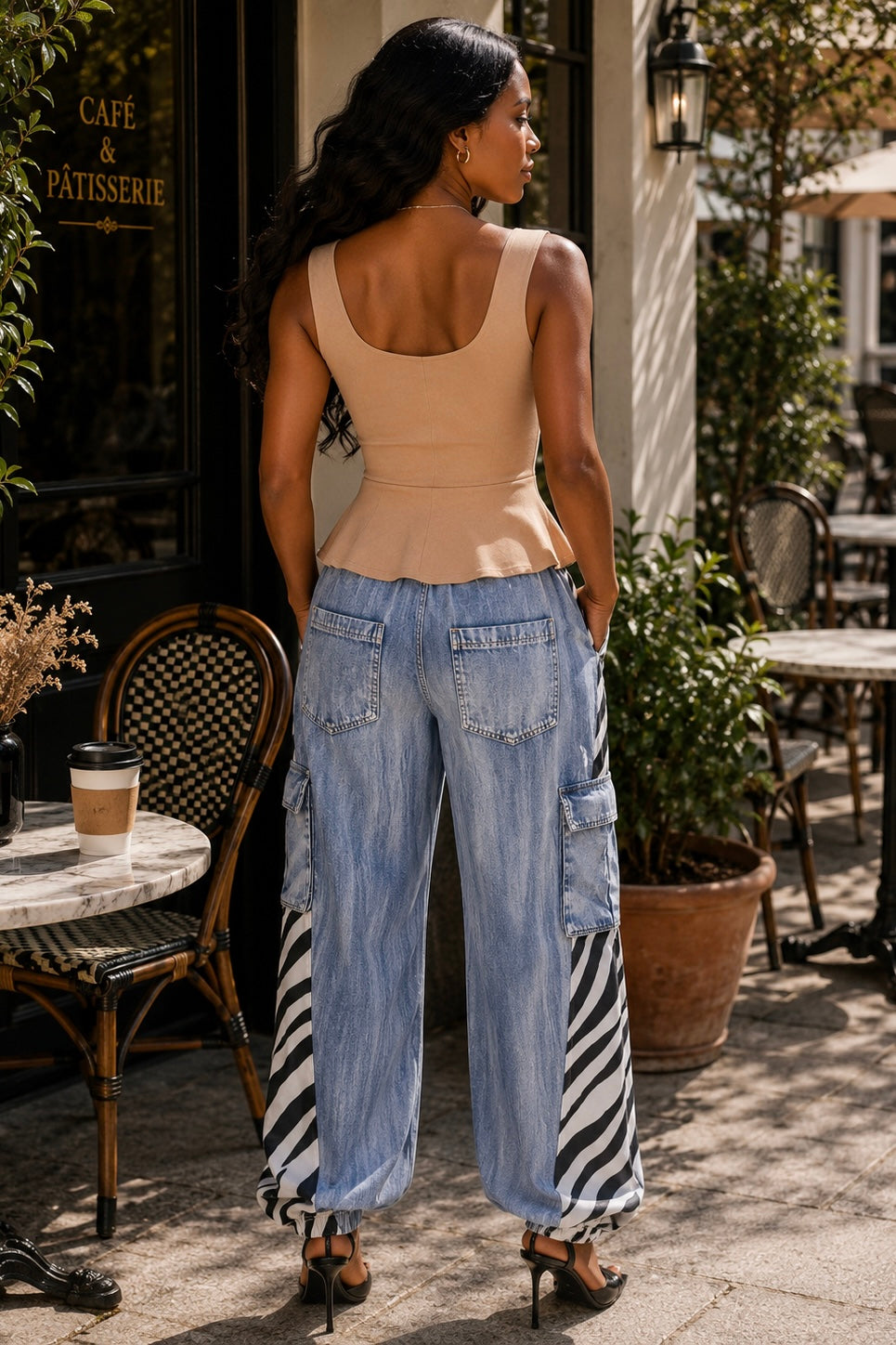 Zebra Panel Cargo Jogger Pants