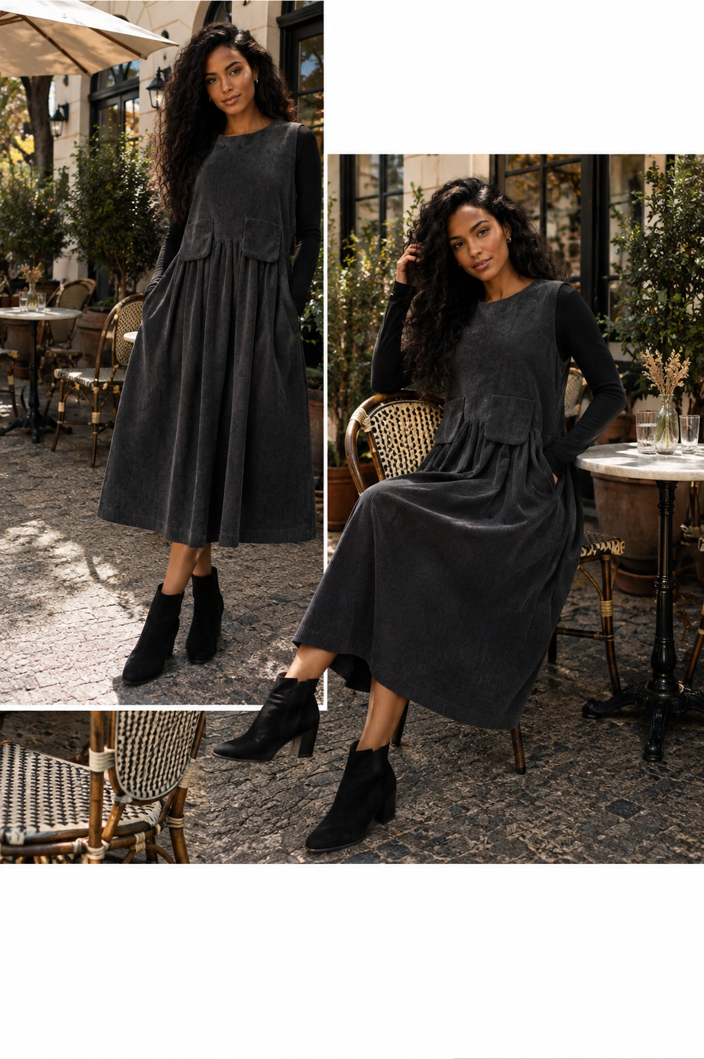 Corduroy Pocket Midi Dress