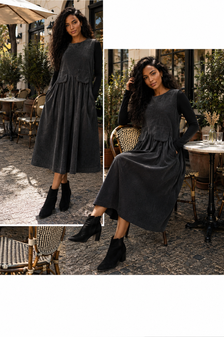 Corduroy Pocket Midi Dress