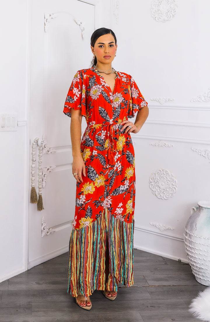 Floral Rayon Maxi Tangerine