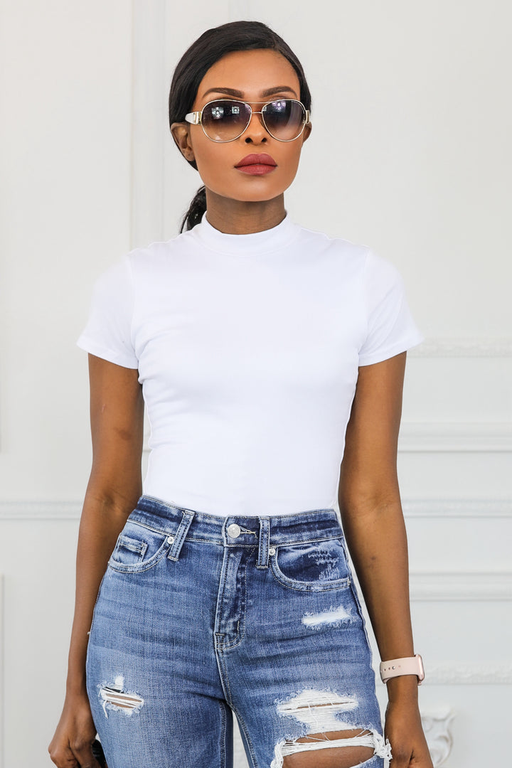 Classic Ride Mock Neck Double Layered Bodysuit