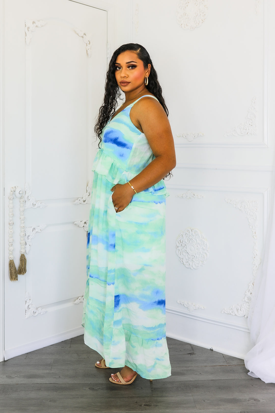 Ruffle High Low Maxi Dress