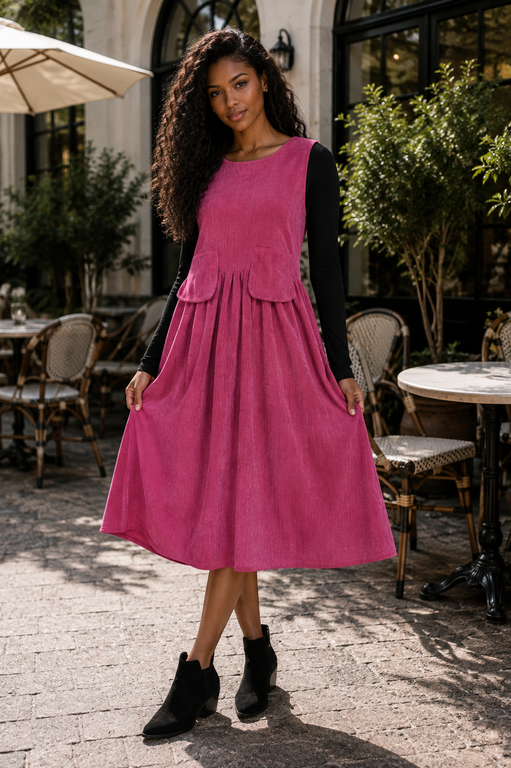 Corduroy Pocket Midi Dress