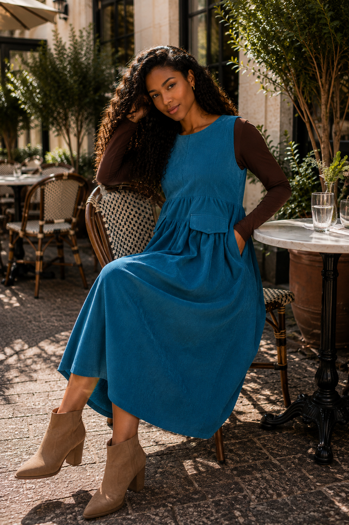 Corduroy Pocket Midi Dress