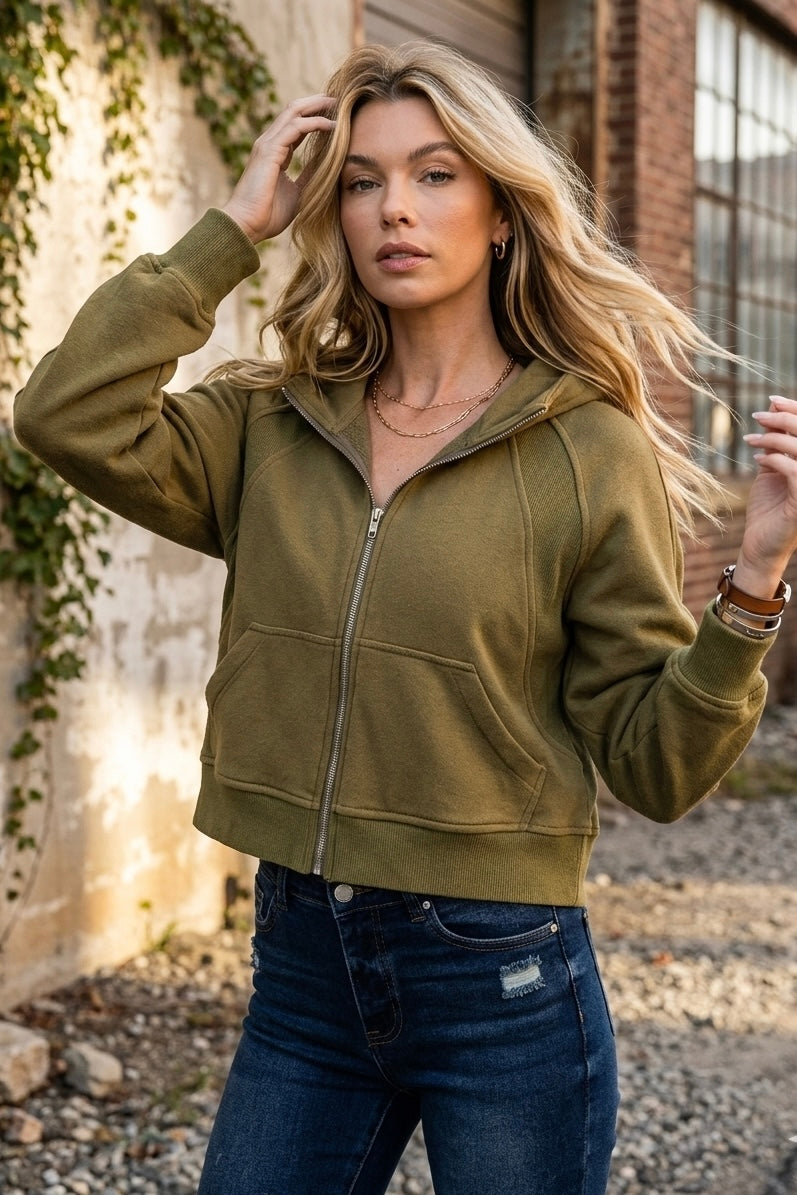Canyon Vintage Cropped Zip Hoodie