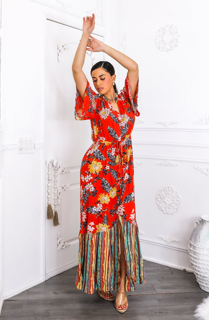 Floral Rayon Maxi Tangerine