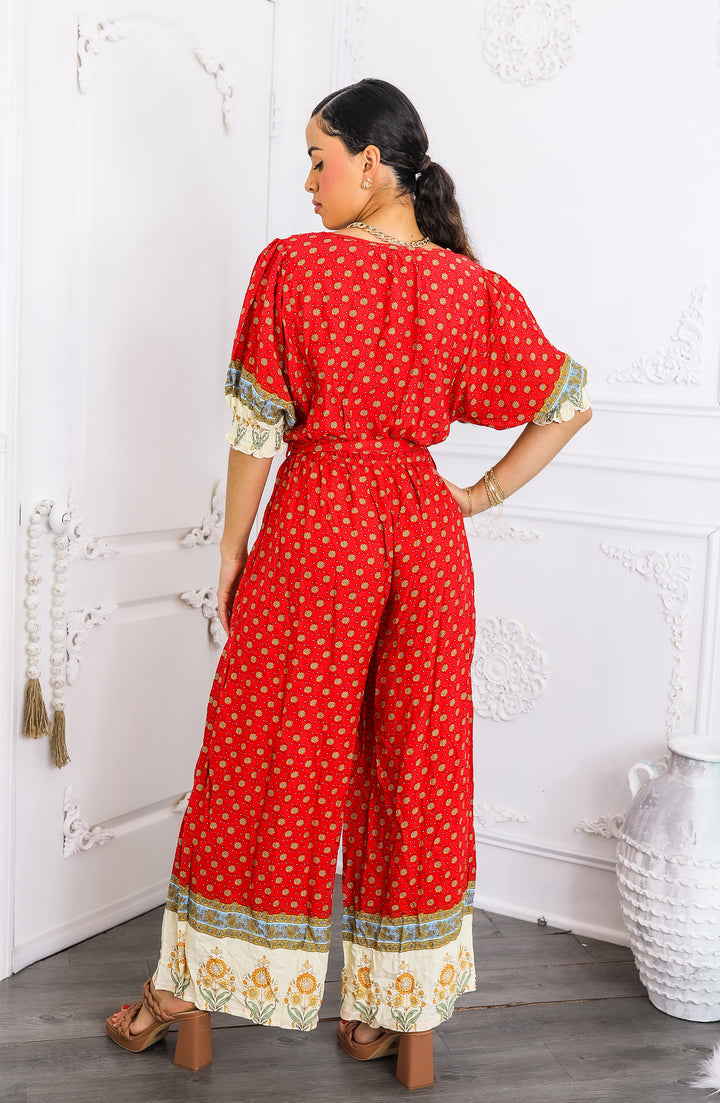 Boho Borders Wide-Leg Jumpsuit