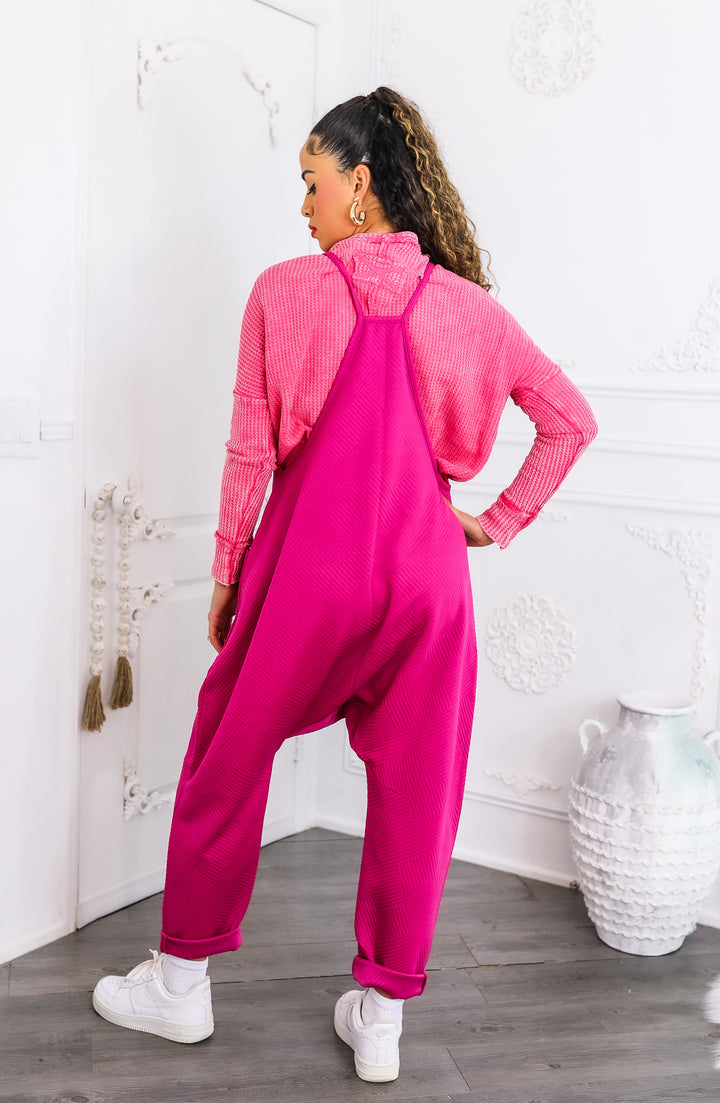 Fuchsia Slouchy Pocket Jumpsuit
