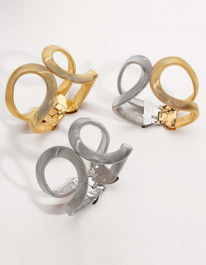 Bold Hollow Twist Metal Bangle Bracelet – Gold & Silver