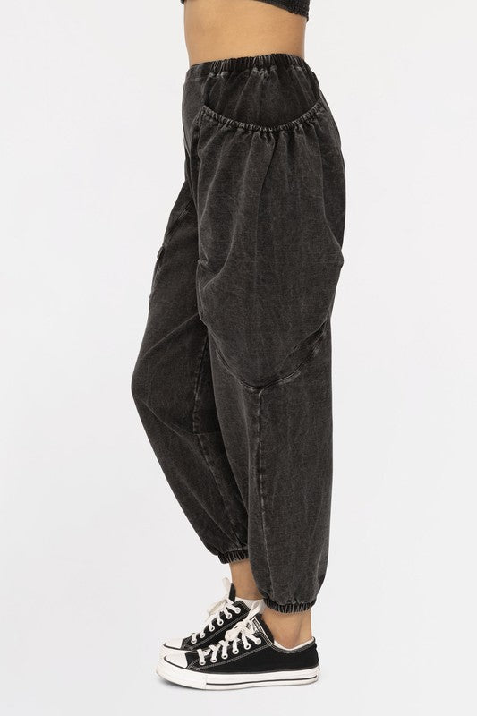 Harlow Mineral Wash Balloon Cargo Pants