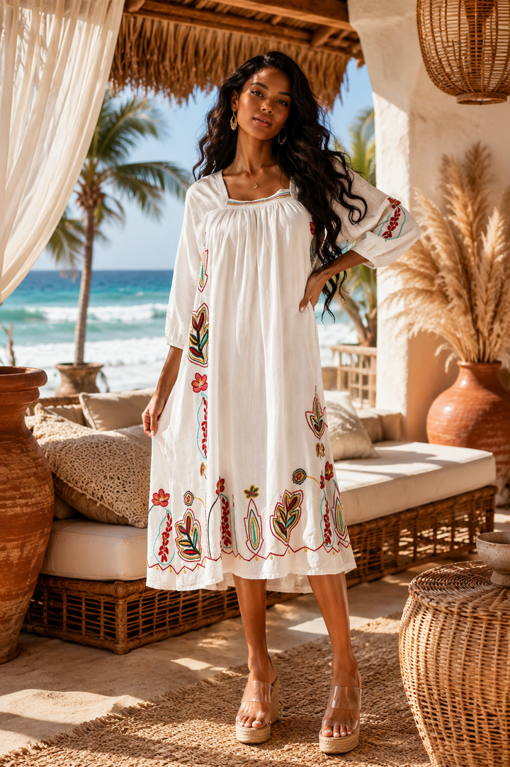 The Mosaic Embroidered Midi Dress