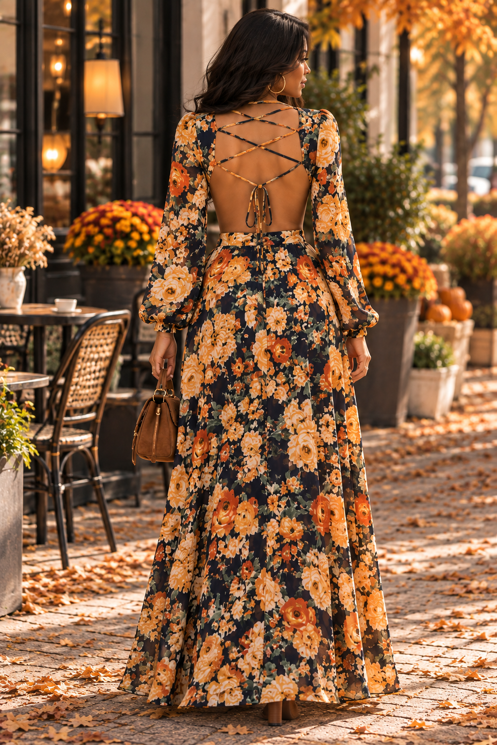Floral Cutout Maxi Dress with Built-In Bodysuit | Double Slit Boho Dress
