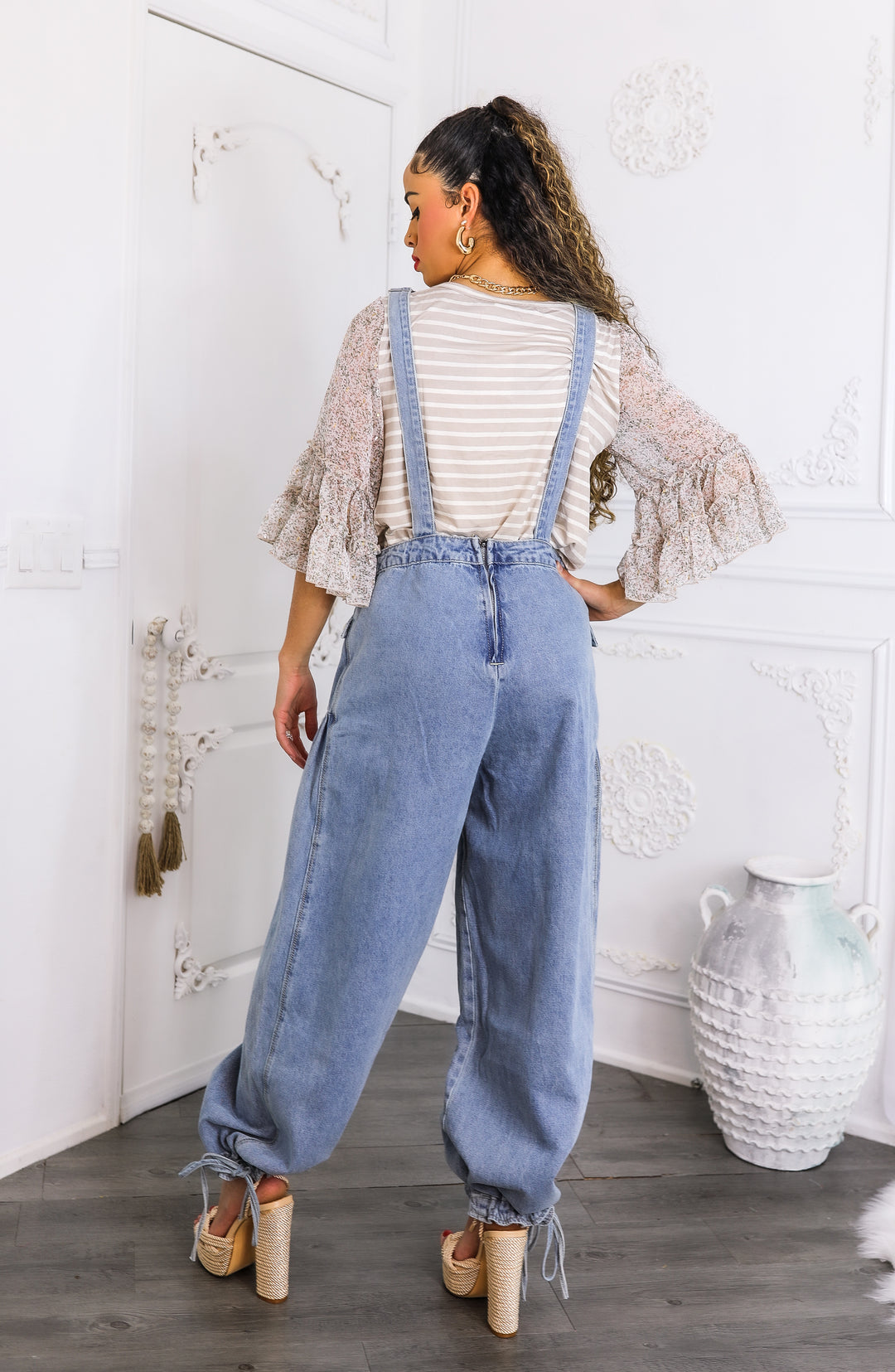 Women’s Relaxed Denim Overalls – Wide-Leg Boho Style with Pockets