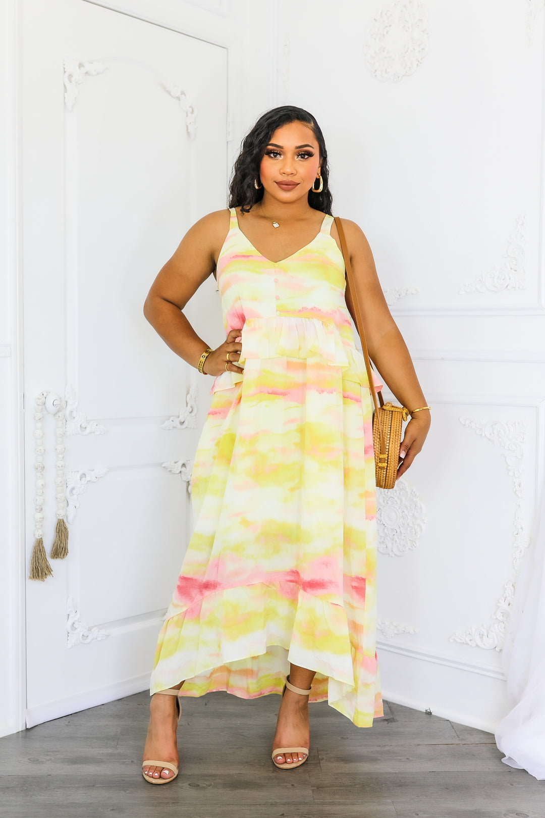 Ruffle High Low Maxi Dress