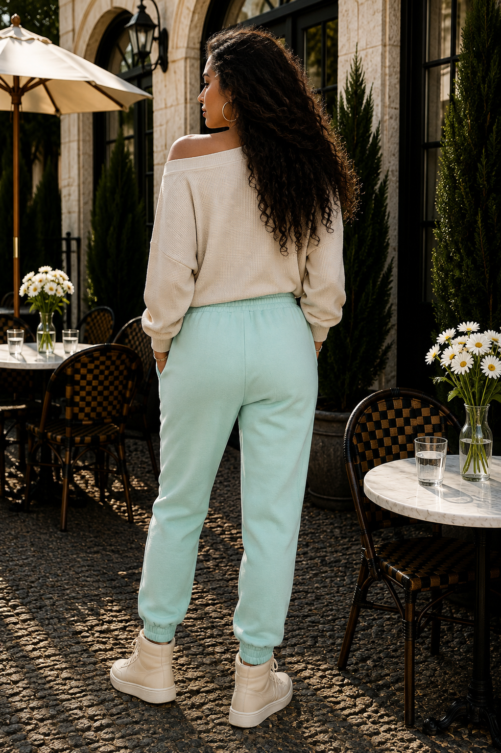 Soft Fleece Jogger Pants with Elastic Waist & Cuffed Ankles