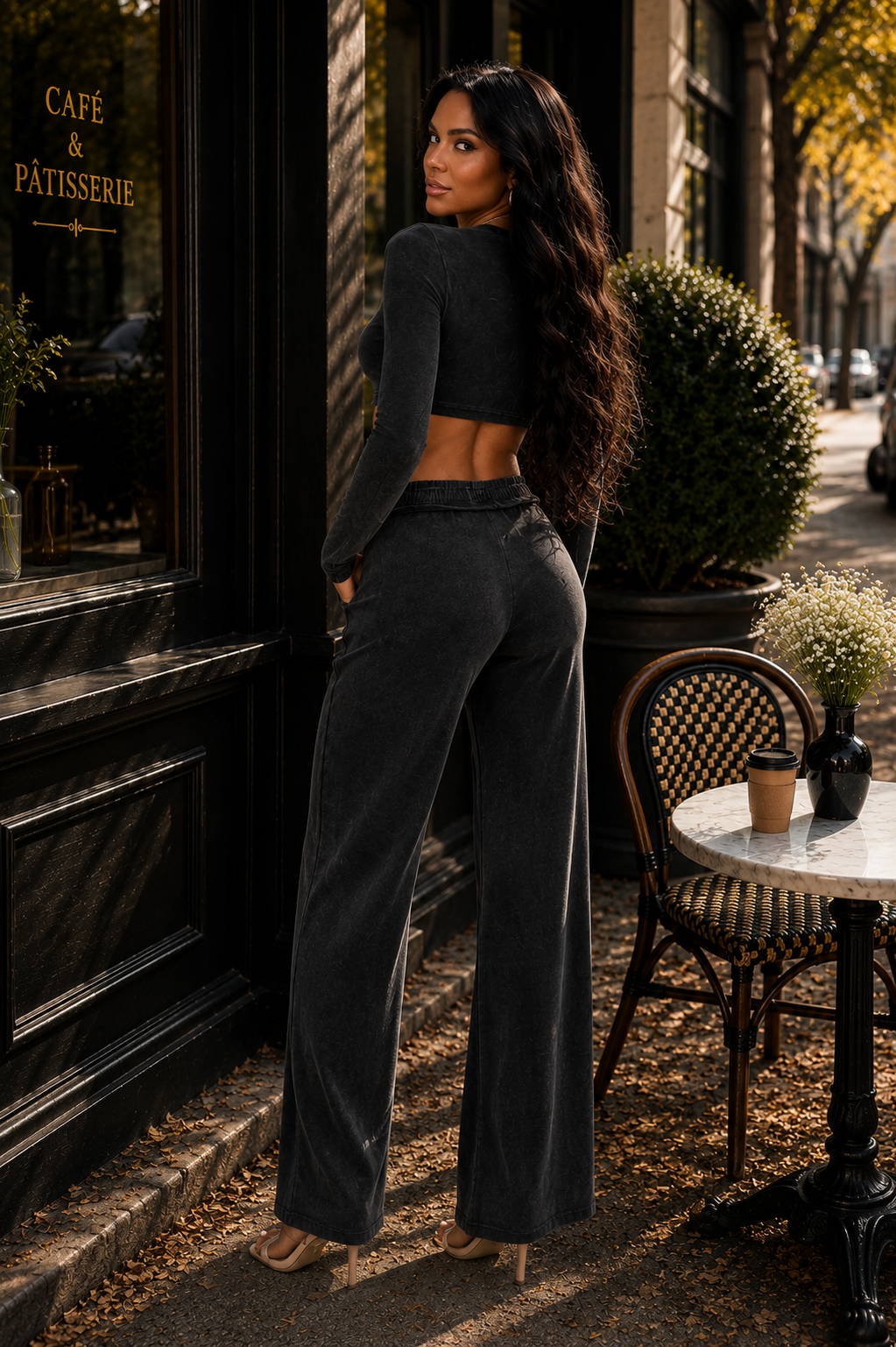Sloane Mineral Wash Crop Top & Wide-Leg Pants Set