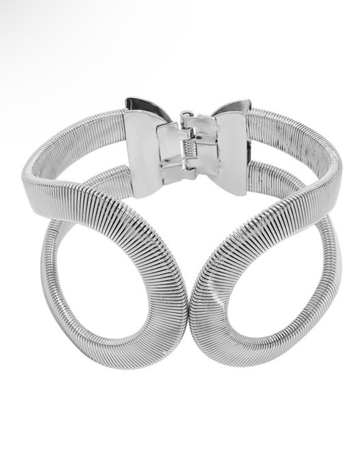 Bold Hollow Twist Metal Bangle Bracelet – Gold & Silver