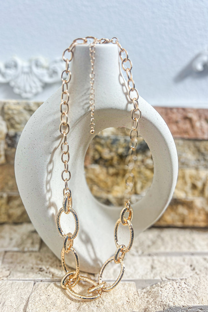 Hammered Chunky Link Chain Necklace