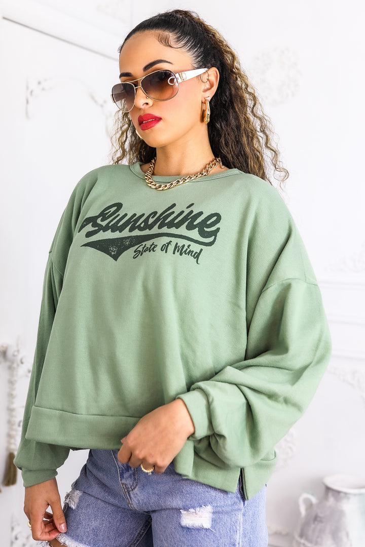 Sunshine State of Mind Oversized Sweatshirt – Sage Green